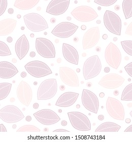 Seamless pattern with ornamental  leaves in doodle style. Perfect for wallpaper, gift paper, pattern fills, web page background, autumn   cards.