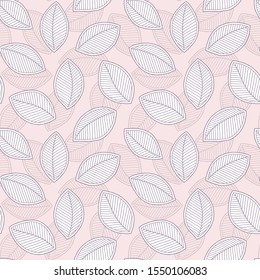 Seamless pattern with ornamental  leaves in doodle style. Perfect for wallpaper, gift paper, pattern fills, web page background, autumn   cards.