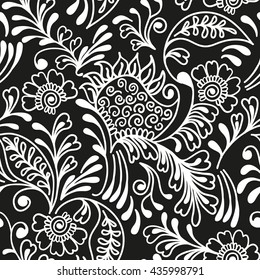 Seamless pattern Ornamental. Mehndi style.Floral paisley ornament. Ethnic decorative elements. Hand drawn background.