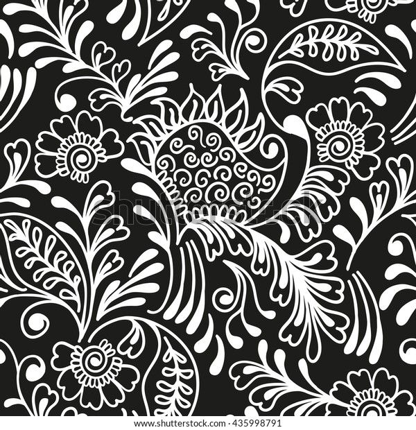 Seamless Pattern Ornamental Mehndi Stylefloral Paisley Stock Vector ...