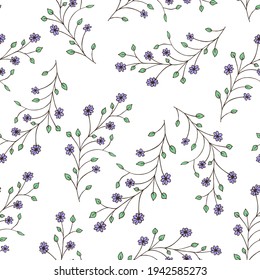 Patrón sin foco de planta ornamental. Ilustración de material vectorial eps10. Dibujo manual. 