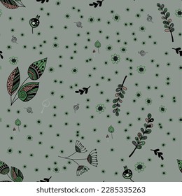 Seamless pattern with ornamental plants. Vector file for designs.