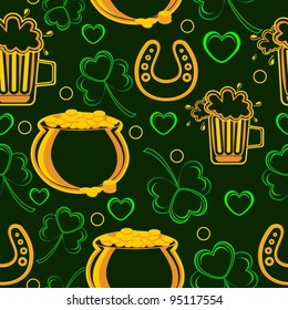 Seamless pattern with the ornaments of St. Patrick's Day.