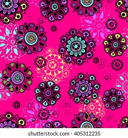 Seamless pattern with ornaments.  Vintage decorative elements. Hand drawn background. Islam, Arabic, Indian, ottoman motifs. Perfect for printing on fabric or paper