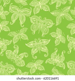 Seamless pattern with ornate butterflies