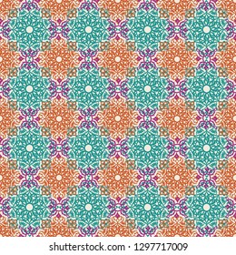 Seamless pattern with ornate decor. Bright ornament in oriental style.