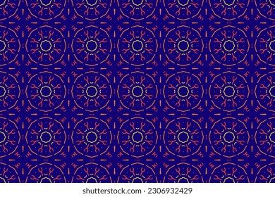 patrón impecable en diseño ornamental con color azul y violeta