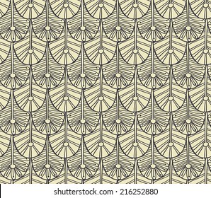 Seamless pattern with ornate feathers