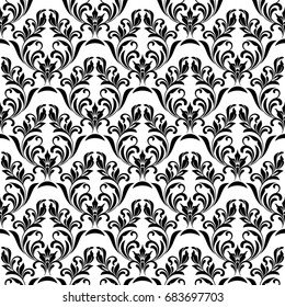 Seamless pattern. Ornate floral design in royal  baroque style on a white background. Ideal for textile print and wallpapers.