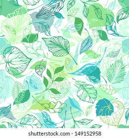 Seamless pattern with ornate leaves