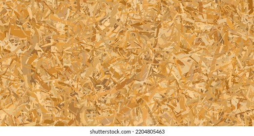 Seamless pattern of OSB building panels from wooden chips. Plywood vector texture. Oriented particle board background. Sheet of fibreboard with fragments of compressed sawdust.