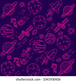 seamless pattern outerspace sky planet vector