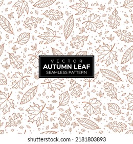 Seamless pattern outline autumn leaves on white background