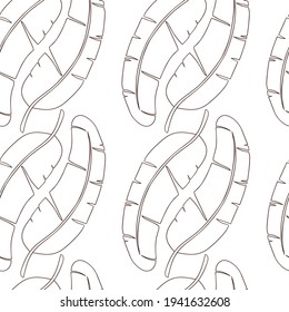 Seamless pattern Outline of banana palm leaf. For scrapbooking, wallpaper, wrapping, printing on fabric 
and etc.