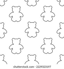 Seamless pattern with outline bear on white background. Animal print for wallpaper and bed linen.