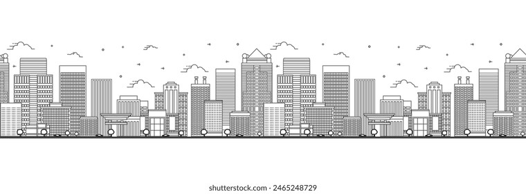 Patrón sin fisuras con contorno Birmingham Alabama City Skyline. Edificios modernos aislados en blanco. Ilustración vectorial. Birmingham USA Cityscape con Lugares famosos.