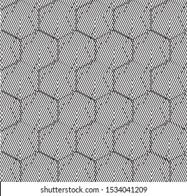 Seamless pattern with outline black geometric forms(cube).