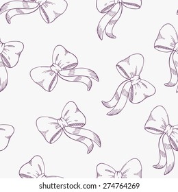Seamless pattern with outline bows. Cute background. Vector illustration - Shutterstock ID 274764269