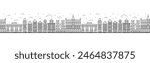 Seamless pattern with outline Brussels Belgium City Skyline. Historic Buildings Isolated on White. Vector Illustration. Brussels Cityscape with Landmarks.