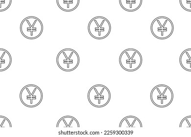 Seamless pattern with outline Chinese coin. Concept of saving money and accumulation. Endless background with Chinese currency. 