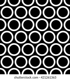 Seamless pattern with outline circles. Monochrome version.