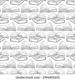 Patrón impecable con libros decorativos de esquema. Ilustración del vector
