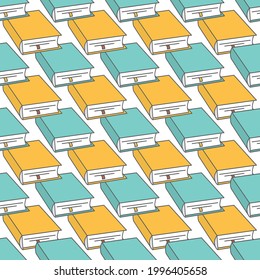 Seamless pattern with outline decorative books. Vector illustration