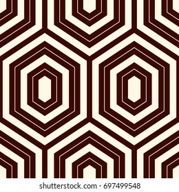 Seamless pattern with outline diamonds. Turtle shell motif. Honeycomb wallpaper. Repeated rhombuses and lozenges figures abstract background. Classic geometric ornament digital paper. Vector art