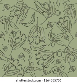 Seamless Pattern Of Outline Drawing Gumnut 