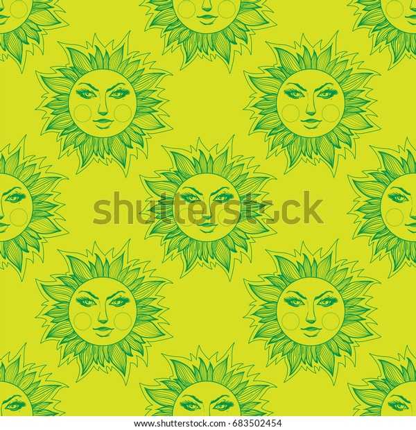 Seamless\
pattern from outline drawings of a stylized\
sun.