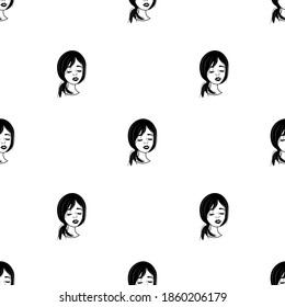 Seamless pattern with outline exquisite avatars
girls on a white background. Profile of a young woman in front in a flat style. Joyful relaxed faces of people.
Stock vector illustration for design