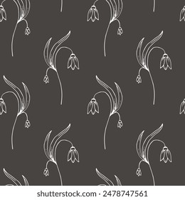 Seamless pattern, outline flowers in doodle style. Pastel colors design. Background, print for textiles, packaging