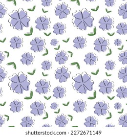 Seamless pattern from the outline flowers and leaves. Floral background