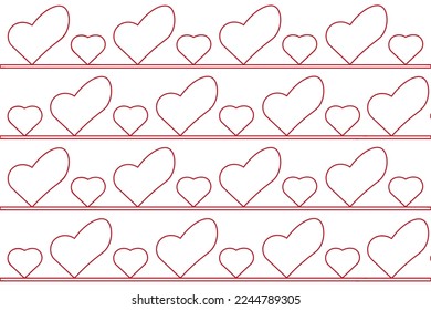 Patrón sin inconvenientes con el corazón esquemático. Papel de envoltura de San Valentín. Un fondo de corazones interminables repetidos sobre fondo blanco. Concepto de San Valentín. 