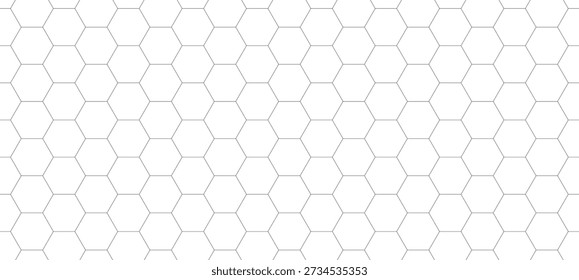 Patrón sin fisuras con rejilla hexagonal de contorno. Telón de fondo neto de nido de abeja. Fondo Abstractas con rejilla de línea geométrica. Malla hexagonal negra, Ilustración vectorial