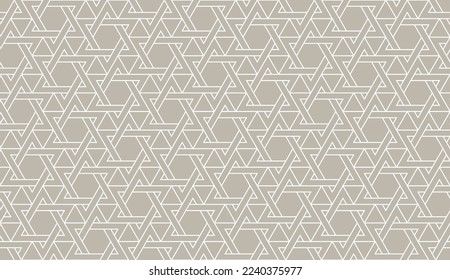Seamless pattern with outline Israeli star of David intertwined and intersection vector illustration