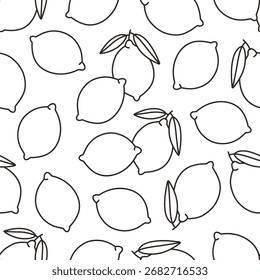 Patrón sin fisuras con contorno de limón y limas. Impresión de Doodle para el Anuncio, Fondo de pantalla, materia textil, papel de embalaje, fondo, tarjetas. Ilustración vectorial en estilo plano
