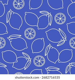Seamless pattern with outline lemon and limes. Doodle print for banner, wallpaper, textile, wrapping paper, background, cards. Vector illustration in flat style