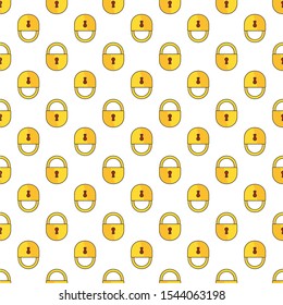 Seamless pattern with outline lock icon. Fashion background for accessories. Beauty and cosmetics. Print for bags, scarves, clothes, fabrics.