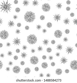 Seamless pattern of outline microbes. Isolated black simple line element illustration from a medical concept. Editable vector stroke microbe. Virus icon. Hand drawn illustration. Virus, bacteria