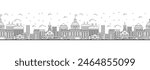 Seamless pattern with outline Montgomery Alabama City Skyline. Modern Buildings Isolated on White. Vector Illustration. Montgomery USA Cityscape with Landmarks.