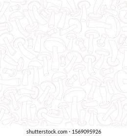 Seamless pattern with outline mushrooms. Simple autumn background. Coloring page with harvest from the forest