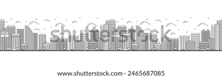 Seamless pattern with outline Panama City Skyline. Modern Buildings Isolated on White. Vector Illustration. Panama Cityscape with Landmarks.