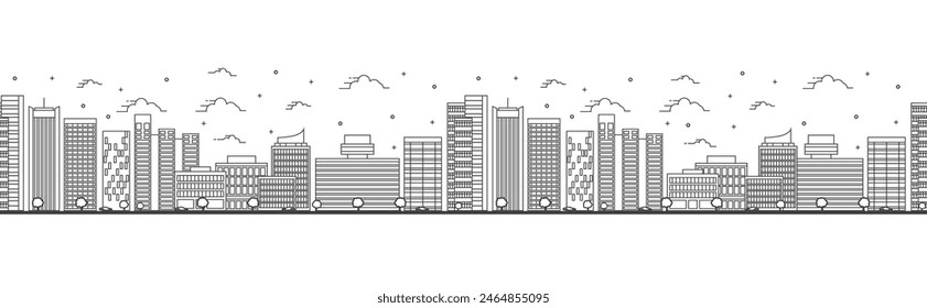 Seamless pattern with outline Phoenix Arizona City Skyline. Modern Buildings Isolated on White. Vector Illustration. Phoenix USA Cityscape with Landmarks. 