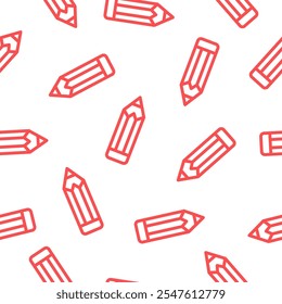 Seamless pattern with outline pink pencils