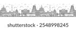 Seamless pattern with outline Pune India City Skyline with Historic Buildings Isolated on White. Vector Illustration. Pune Maharashtra Cityscape with Landmarks.