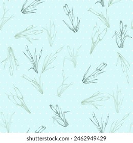 Seamless pattern of outline reed bushes.