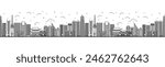 Seamless pattern with outline Seoul South Korea City Skyline. Modern Buildings Isolated on White. Vector Illustration. Seoul Cityscape with Landmarks.