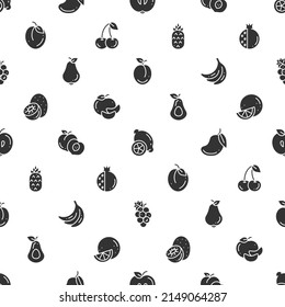 Seamless pattern of outline simple minimalistic black fruit icons for prints, wallpapers, mobile concepts and web apps