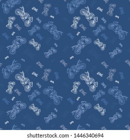 Seamless pattern of outline sport motorcycle